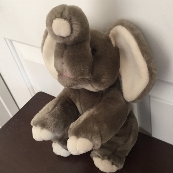 Cuddly Elephant Stuffed Animal Gray White Soft Kid's Toy - Picture 6 of 9